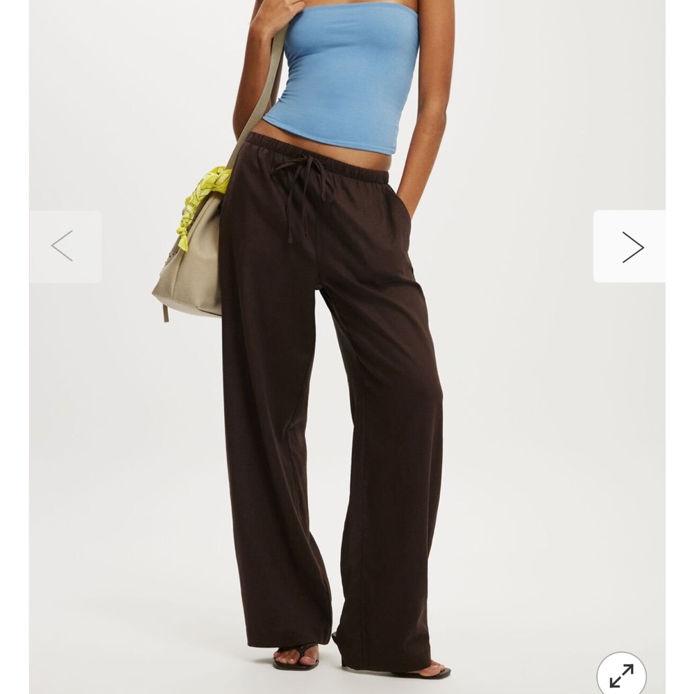 Women's Brown Wide-Leg linen Pants
